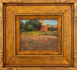 Charles S. Ward Farm with Red Barn Oil on Board