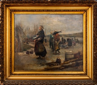 Gabriel-Edouard Thurner Fishing Village Oil