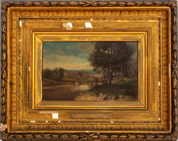 Patrick Berry River Landscape Oil on Board, 1883