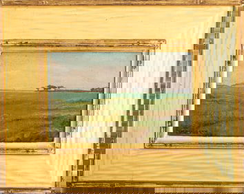 William Bancroft Riverside Landscape Oil on Board