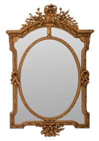 Louis XVI Style Gilt Composition Cushion Mirror