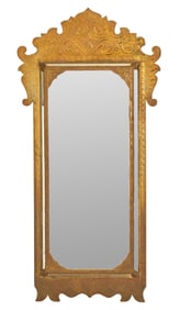 Eclectic Floral Repousse Brass Mirror