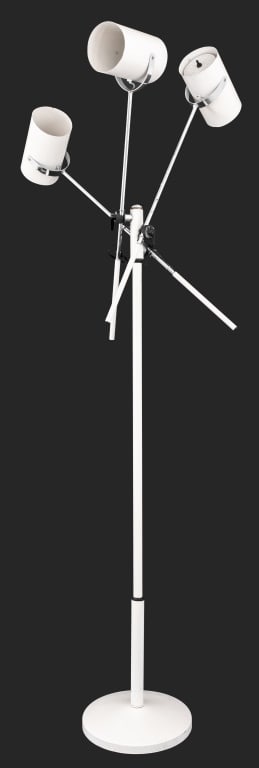 Sonneman Style White Painted 3-Light Floor Lamp: Robert Sonneman Style White Painted Three-Light Floor Lamp, chrome-plated metal adjustable arms with cylindrical can form shades, apparently unmarked. One configuration: 63" H x 27" Diameter. Provenan