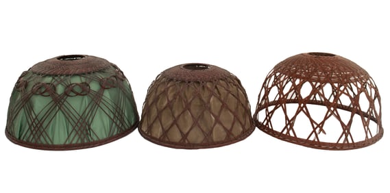 Gustav Stickley Wicker Lamp Shades, 3