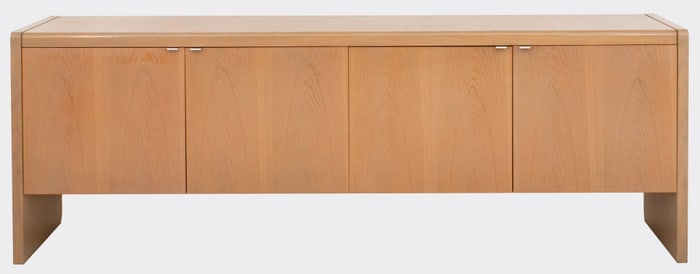 Limed Wood Four-Door Credenza