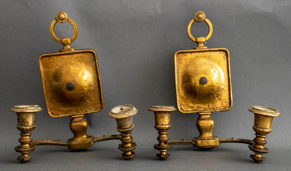 Arts and Crafts Style Brass 2-Light Sconces, Pair (1 of 4)