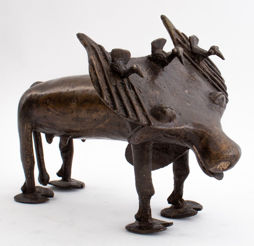 African Benin Style Water Buffalo Bronze Sculpture (1 of 6)