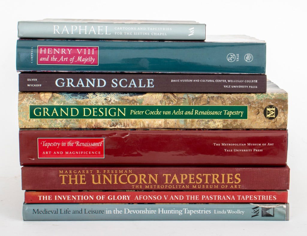 Renaissance and Medieval Tapestry Books, 8: Collection of Eight Renaissance and Medieval Tapestries Books, comprising: "Raphael: Cartoons and Tapestries for The Sistine Chapel" ed. Evans, Mark, "Grand Scale: Monumental Prints in the Age of Dure