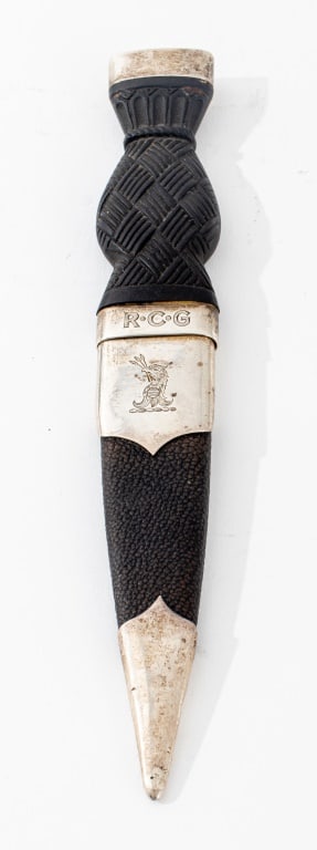 Scottish Silver Accented Sgian-Dubh and Scabbard (1 of 7)