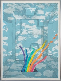 Elfi Schuselka Surrealist Mixed Media on Serigraph