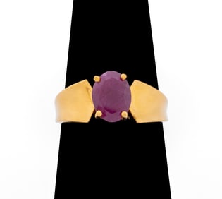 14K Yellow Gold Ruby Solitaire Ring