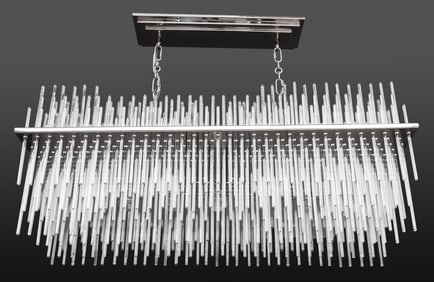 Gaetano Sciolari Chrome & Glass Rod Chandelier