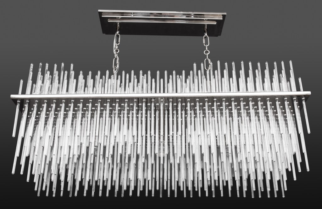 Gaetano Sciolari Chrome & Glass Rod Chandelier (1 of 7)