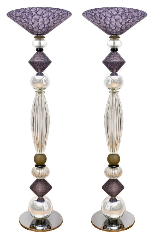 Italian Postmodern Murano Glass Torchiere Lamps, 2 (1 of 5)