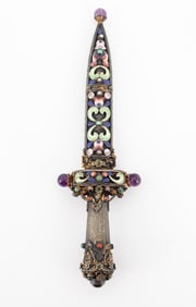 Austro-Hungarian Silver &Gem-Mounted Letter Opener