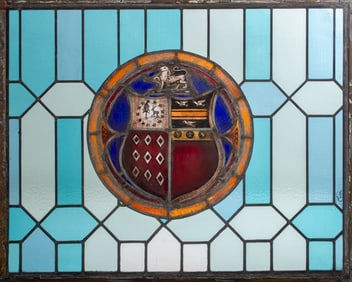 English Stained Glass Window Panel, 19th C.