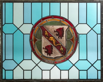 English Stained Glass Window Panel, 19th C.