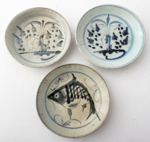 Vietnamese Blue & White Porcelain Plates, 3