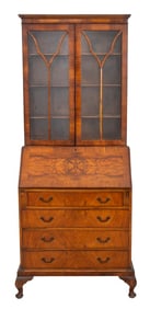 George III Style Walnut Secretaire Bookcase