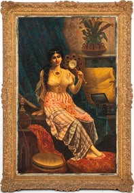 European School Turkish Woman with Fan Oil