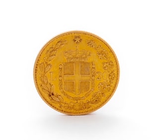 Italian 1882 20 Lire Gold Coin