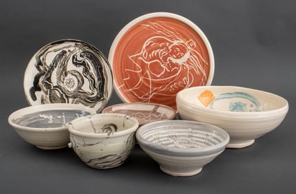 Eva Bouzard-Hui Art Pottery Plates and Bowls, 7