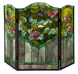 Arts & Crafts Style 3-Panel Stained Glass Screen