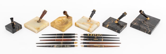 Art Deco Period Fountain Pens & Pen Rests, 16