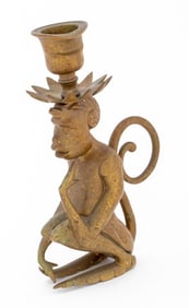 Art Deco Chimera-Form Gilt Bronze Candleholder