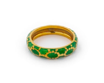 Tiffany 18K Yellow Gold Enamel Ring