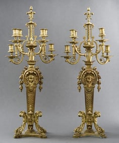 Italian Renaissance Revival Bronze Candelabra, Pr