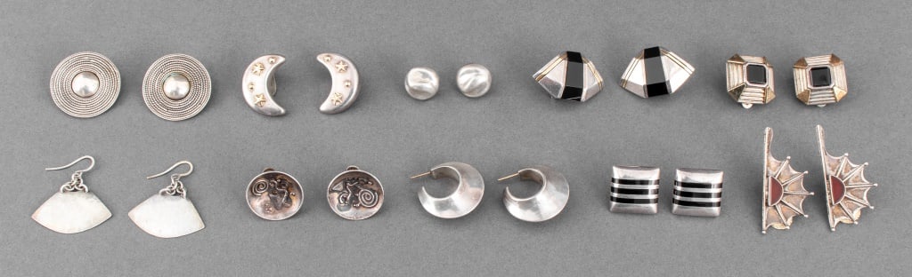 Sterling Silver & Gold Earrings, 10 Pairs (1 of 18)