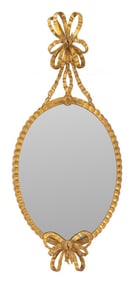 Italian Giltwood Ribbon-Tied Oval Mirror, 20th C.