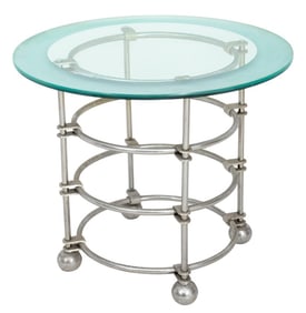 Jay Spectre x Century Round Glass and Steel Table
