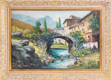 Illegibly Signed Impressionistic Landscape Oil