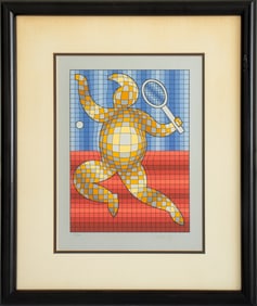 Victor Vasarely "Tennis Player" Color Serigraph