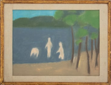 Illegibly Signed Abstract Landscape Pastel Paper