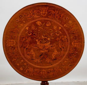Dutch Marquetry Circular Tripod Table, 19th C.