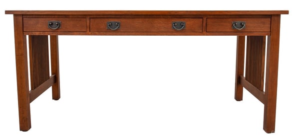Stickley Mission Style Oak Wood Spindle Desk