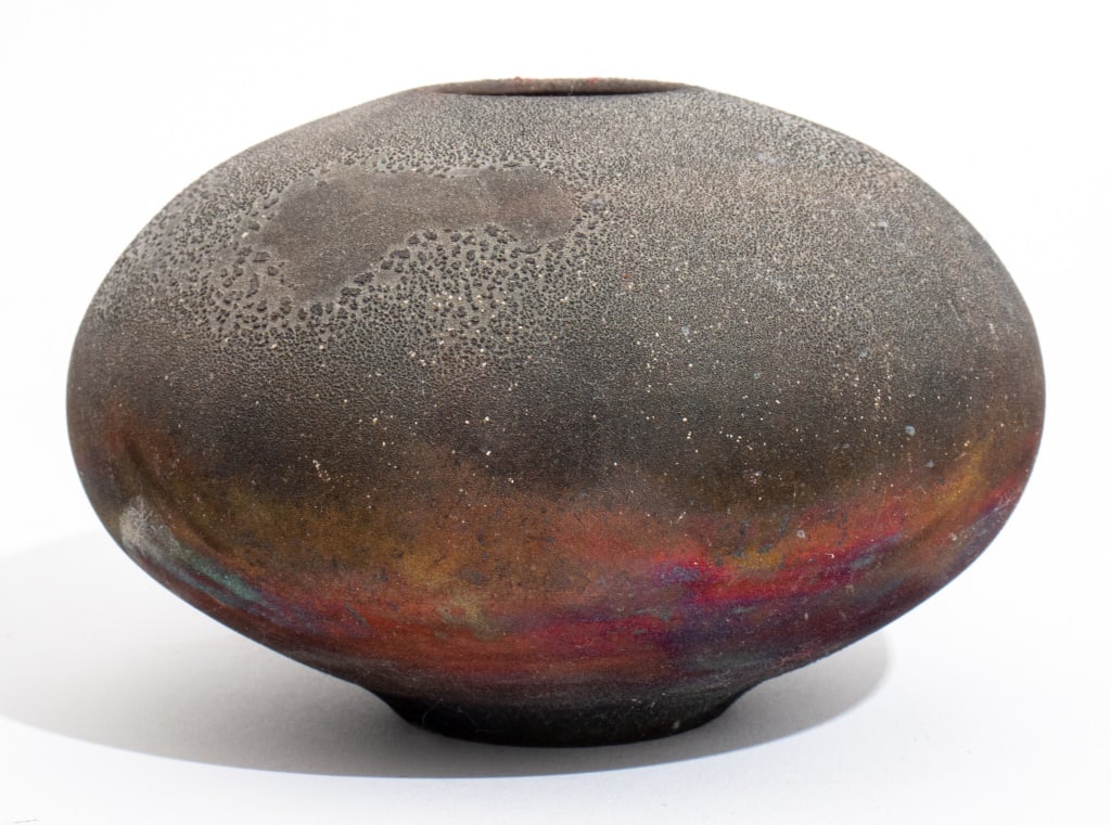 Illegibly Signed Raku Art Pottery Spherical Vase (1 of 7)