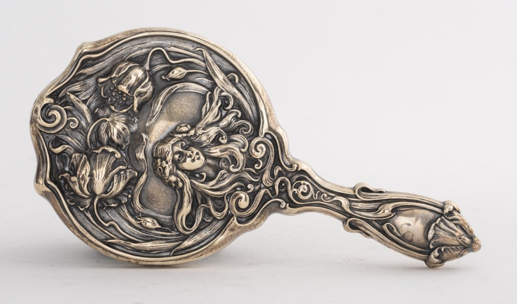 Art Nouveau Sterling Silver Hand Mirror (1 of 6)