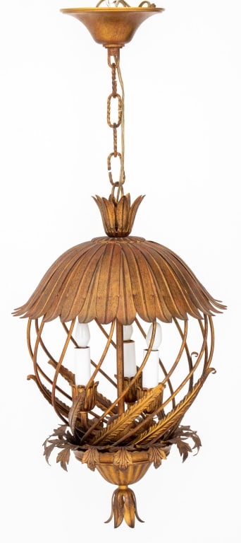 Italian Gilt Patinated Metal Rustic Lantern, 1970s (1 of 9)