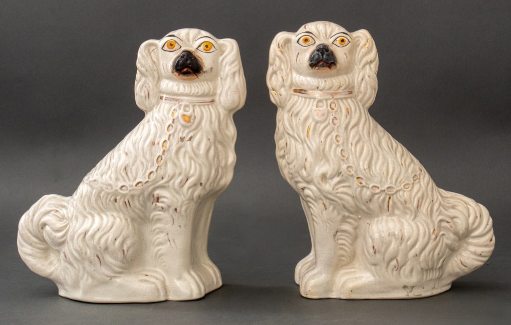 Staffordshire Hand-Painted Ceramic Dogs, Pair (1 of 8)