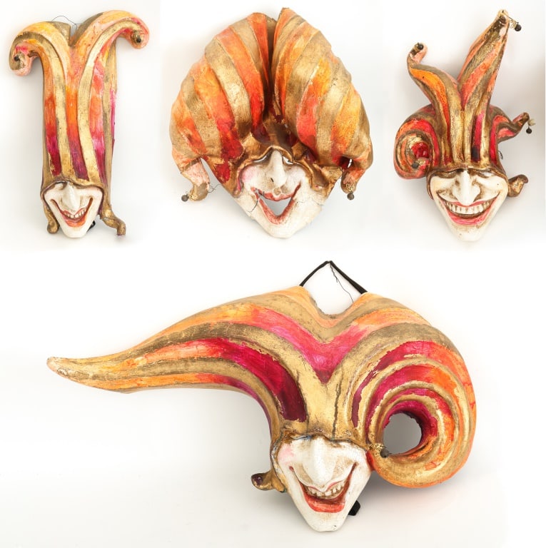 Venetian Painted Papier Mache Carnival Masks, 4 (1 of 17)