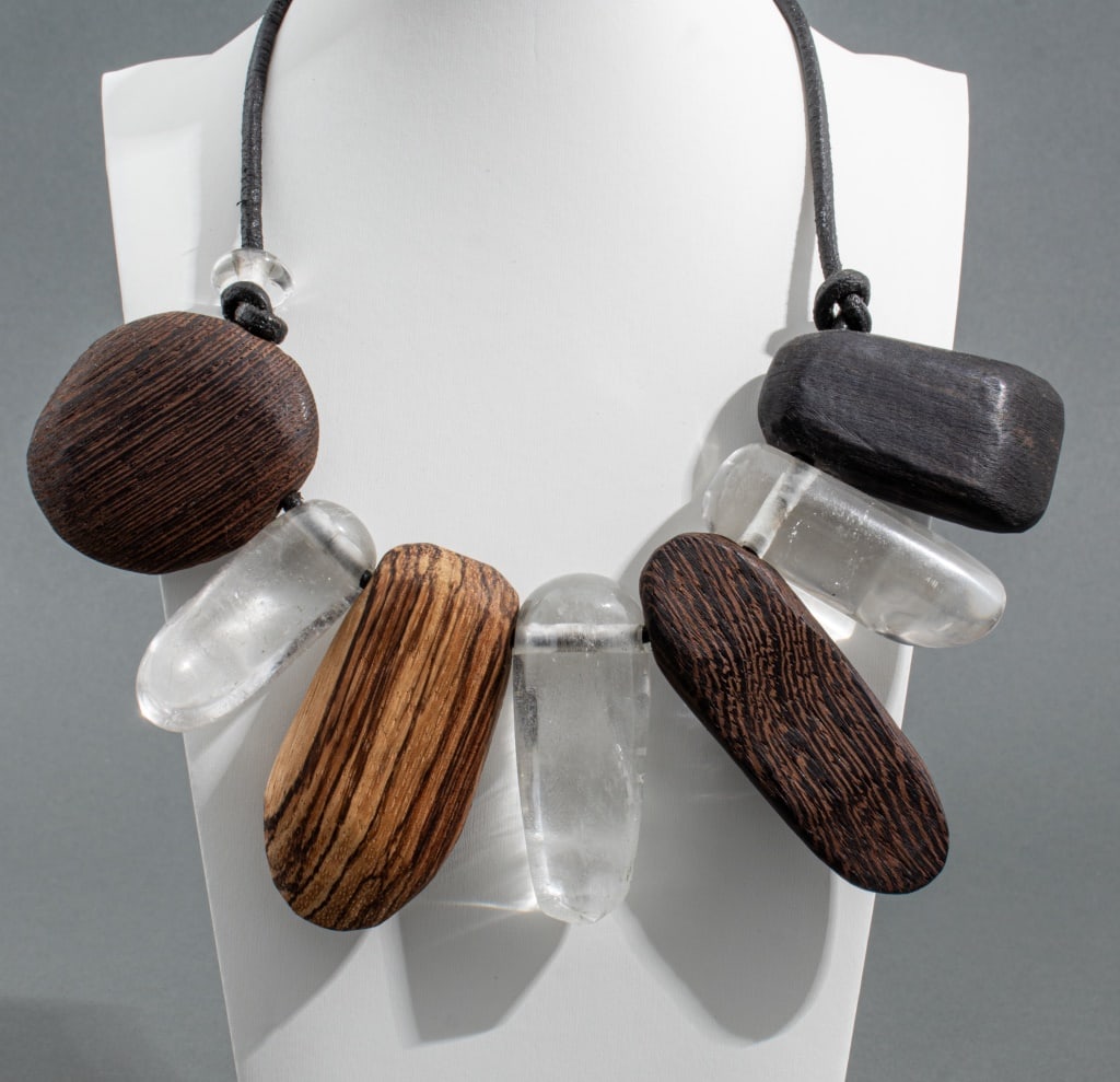 Wood and Rock Crystal Pendant Necklace (1 of 5)