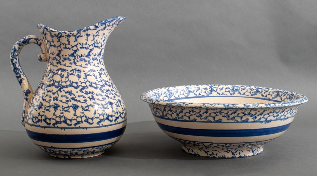 Blue and White Ceramic Spongeware Tableware, 2 (1 of 9)