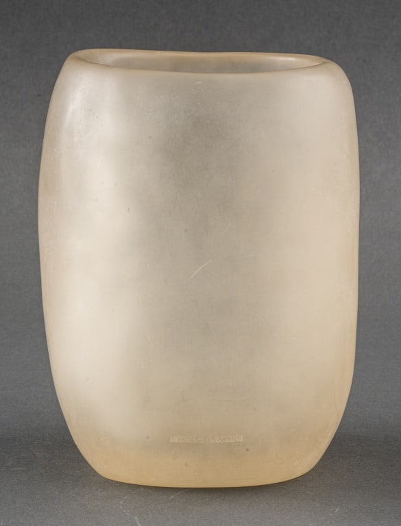 Dinosaur Designs Resin Vase: Dinosaur Designs Resin Vase, marked "Dinosaur Designs", made in Australia. 7.5" H x 5" Diameter. Provenance: Property from a 1 Irving Place Estate. Keywords: Vessel, Studio, Frosted, Decorative Arts