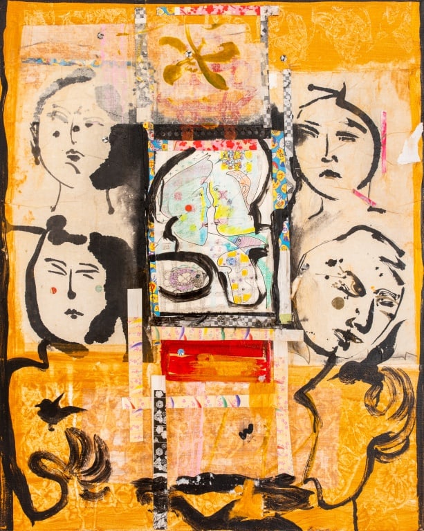 Eva Bouzard-Hui "Faces" Collage on Canvas (1 of 12)