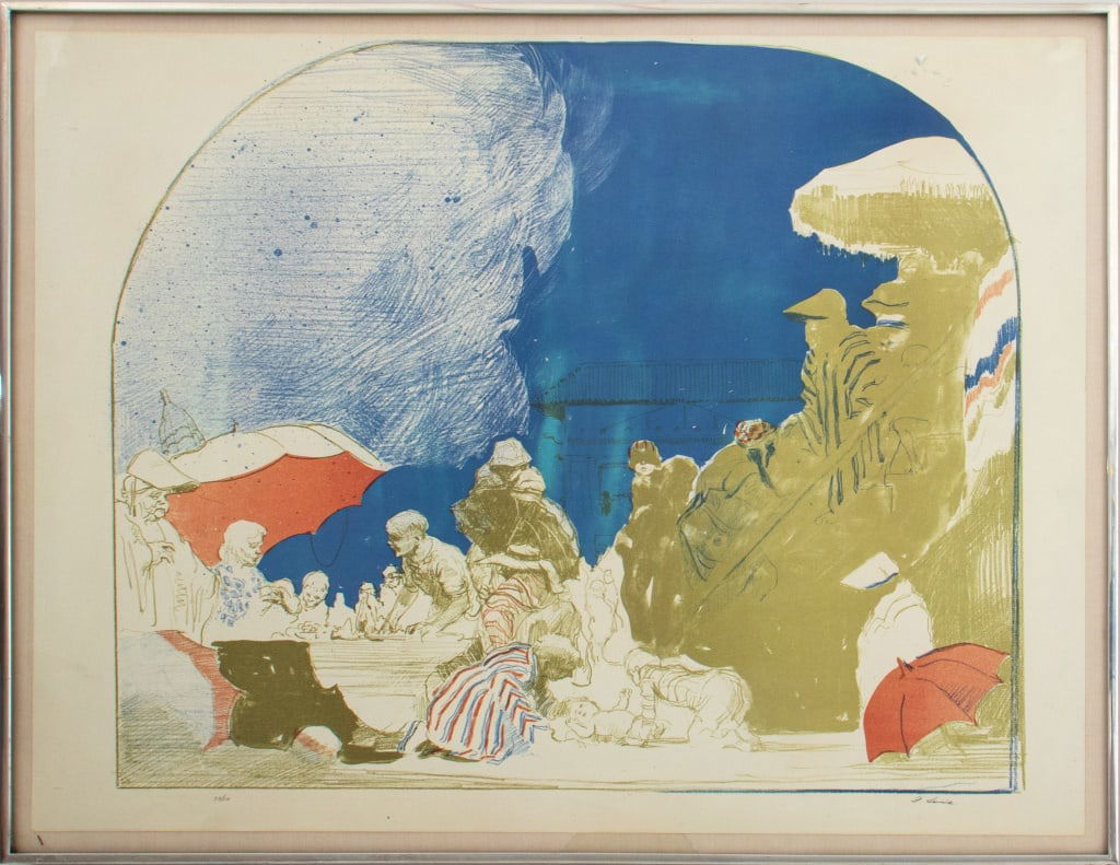 Illegibly Signed Figural Group Color Lithograph (1 of 10)