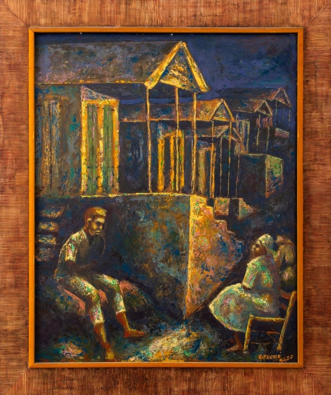 Rene Exume Figural Landscape Oil on Masonite (1 of 9)